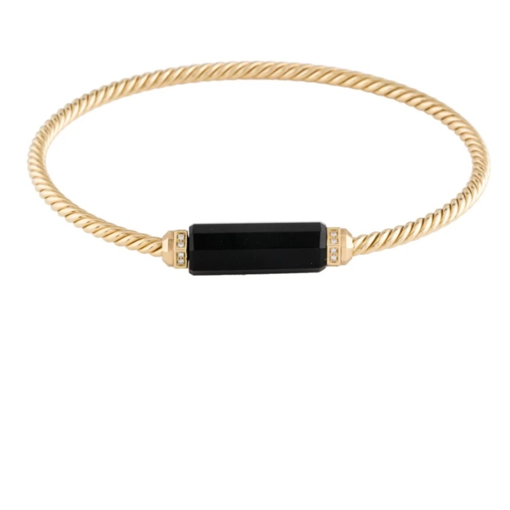 AUTHENTIC David Yurman 18K Onyx & Diamonds Barrels bracelet.